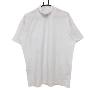 【美品】タングラム 半袖ハイネックシャツ 白×黒 バックプリント ネックロゴ メンズ L ゴルフウェア TANGRAM