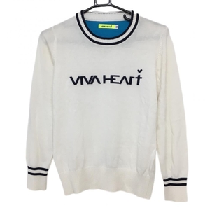 ビバハート セーター 白×ネイビー 胸元ロゴ ニット レディース 40 ゴルフウェア VIVA HEART