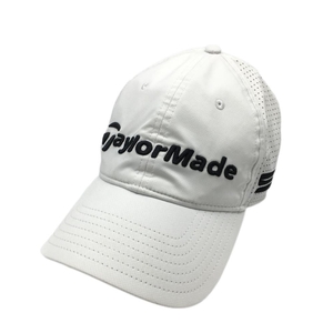 【美品】テーラーメイド メッシュキャップ 白×黒 ロゴ刺しゅう ONE SIZE ゴルフウェア TaylorMade