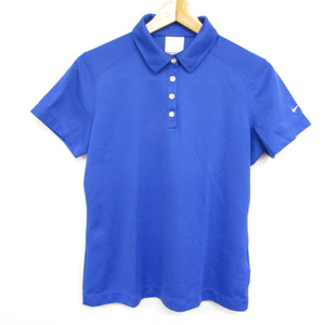 ナイキ 半袖ポロシャツ 無地 袖ロゴ トップス スポーツウェア ゴルフ ドライフィット レディース Mサイズ ブルー NIKE
