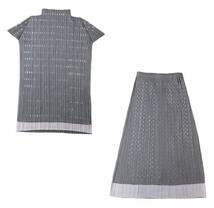 PLEATS PLEASE ISSEY MIYAKE プリーツプリーズ イッセイミヤケ ドットカッティング レイヤード セットアップ トップス スカート グレー 3_画像1