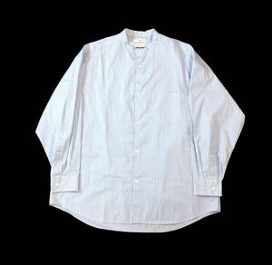 美品 Graphpaper グラフペーパー SOKTAS L/S Oversized Band Collar Shirt オーバーサイズド バンドカラー ストライプシャツ 1 GM234-50105