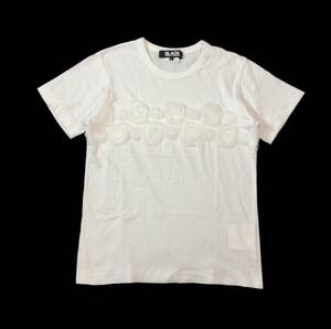 BLACK COMME des GARCONS ブラックコムデギャルソン AD2008 フラワーコサージュ 半袖Tシャツ カットソー 白 ホワイト L 送料250円 (ma) 