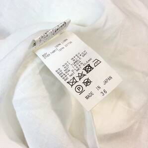CINOH チノ 麻 リネン 長袖シャツ ブラウス ノーカラー トップス 白 ホワイト レディース 36 送料250円の画像7
