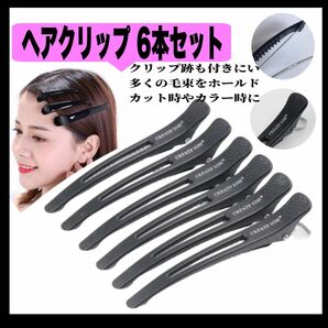 プロ用☆ヘアクリップ6本セット☆ダッカール☆シリコンラバー☆カット☆カラー☆化粧