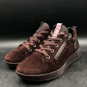 M1505 良品 legero レジェロ レザー スエード シューズ スニーカー GORE-TEX ゴアテックス 4/23.0cm相当 バーガンディ ブラウン系