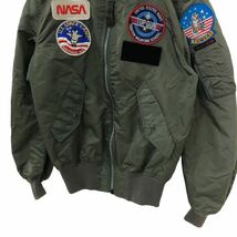 H664 USA製 WATKINS MA-1 ナイロン フライトジャケット ジャケット ブルゾン カーキ系 セージグリーン系 アメリカ製 USAF メンズ M_画像3