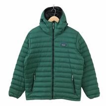 H668 ほぼ美品 patagonia パタゴニア ダウン90% ダウンジャケット ダウンセーター フーディー ジャケット アウター グリーン系 メンズ L_画像1