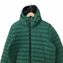 H668 ほぼ美品 patagonia パタゴニア ダウン90% ダウンジャケット ダウンセーター フーディー ジャケット アウター グリーン系 メンズ L_画像2