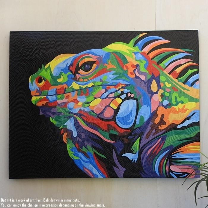 Dot Art 90 cm x 70 cm Lézard Reptile Art moderne Peinture peinte à la main Panneau d'art Peinture balinaise Cadeau de pendaison de crémaillère, Articles faits à la main, intérieur, marchandises diverses, panneau, Tapisserie