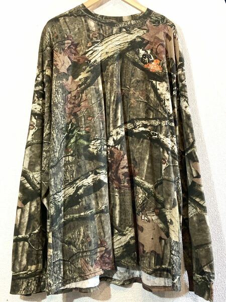 MOSSY OAK！ロングTシャツ！迷彩！リアルツリー！カモフラージュ！リーフ！木の葉！USA！Y2K！ビンテージ！モッシーオーク！茶赤！XL