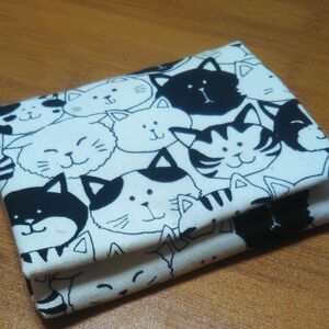 ポケットティッシュケース☆ハンドメイド☆猫柄☆ポケット付き