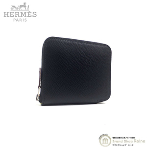 エルメス （HERMES） アザップ シルクイン コンパクト ヴォーエプソン ブラック Z刻 ラウンドファスナー 財布 H070669CK（未使用品）中古