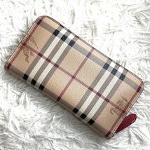 美品 / BURBERRY バーバリー セントラルホースゴールドロゴウォレット 長財布 メガチェック ノバチェック シャドーホース ROPELFIO_画像2