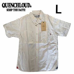 新品 QUENCHLOUD Lサイズ クエンチラウド 半袖シャツ ストライプ 白 ホワイト