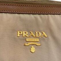 プラダ PRADA トートバッグ ショルダー 2WAY ベージュ系 カーキ ライトブラウン 肩掛け 鞄 ナイロン レディース_画像6