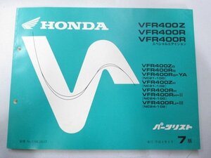 VFR400Z R SE パーツリスト 7版 ホンダ 正規 中古 バイク 整備書 NC21 NC24-100 102 ML0 sp 車検 パーツカタログ 整備書