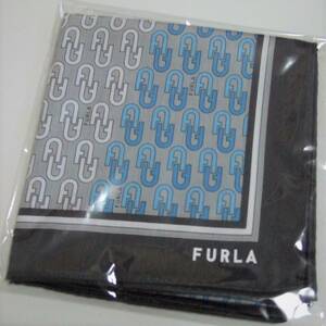 ★新品未使用【 フルラ FURLA 】お洒落で素敵なブランドハンカチ メンズ 紳士 ★ グレー系 ブルー 青 ！