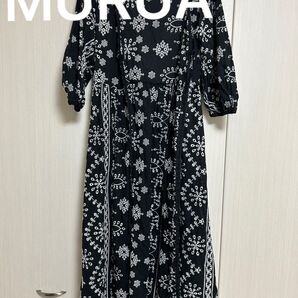 MURUA ワンピース ブラック 刺繍柄 柄ワンピース