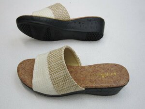 SALE*50%OFF~ Create island jute manner cushion entering casual color combination [ woman lady's ]La mules BG white 23.5cm/M 1ka