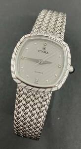 CYMA シーマ 616SP 3針 クオーツ ベルト純正 メンズ 腕時計 4Pダイヤ シルバー ※不動 管2595