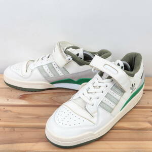 z7455 アディダス フォーラム 84 ロー US9 1/2 27.5cm/白 ホワイト オリーブ 緑 adidas FORUM 84 LOW メンズ スニーカー 中古