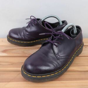 d22 ドクターマーチン 3ホール UK4 22.5～23.0cm位/紫 パープル系 Dr.Martens メンズ レディース シューズ ブーツ 中古