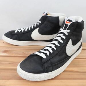 z7435 ナイキ ブレーザー ミッド US9 27.0cm/黒 ブラック 白 ホワイト系 NIKE BLAZER MID ブレザー メンズ スニーカー 中古