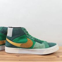 z7606 ナイキ SB ズーム ブレーザー ミッド US9 27.0cm/緑 グリーン 黄 イエロー系 NIKE SB ZOOM BLAZER MID メンズ スニーカー 中古_画像5