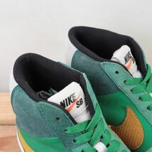 z7606 ナイキ SB ズーム ブレーザー ミッド US9 27.0cm/緑 グリーン 黄 イエロー系 NIKE SB ZOOM BLAZER MID メンズ スニーカー 中古_画像8