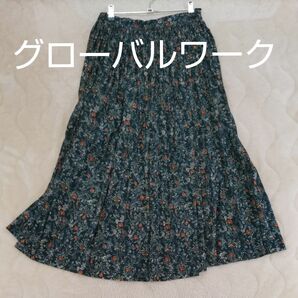 グローバルワーク★M★緑色ギャザースカート