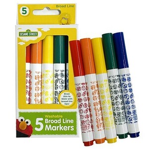 送料込 セサミストリート マーカーペン 5色 16419 ペン 色ペン カラーペン マジック マーカー 水性 赤 オレンジ 黄色 緑 青 文具 文房具