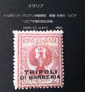 イタリア トリポリ郵便局 準備・未発行 リビア 1909~15 sc#13