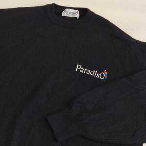 ParadisO パラディーゾ ニット セーター ブラック LLサイズ カシミア 100% クルーネック 胸刺繍入り 日本製 ブリヂストンスポーツ