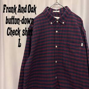 Frank and Oak ボタンダウンシャツ チェックシャツ L レッド系 アメカジ ウエスタン ワーク 渋め
