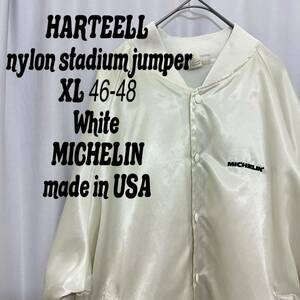 HARTWILL ナイロンスタジャン　USA製　XL ホワイトサテン　ビックサイズ　アメカジ　訳あり