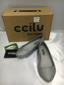 新品未使用品 ccilu milano パンプス フラットシューズ シルバー 銀色 22㎝ スリッポン レインシューズ