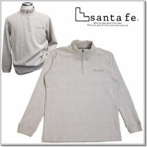 サンタフェ santa fe フリルストライプハーフジップ 86416-016(BEIGE)-50(XL) Zipハイネック カットソー_画像1