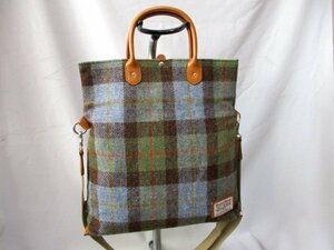 【P350】Harris Tweed×ROOTOTE/ハリスツイード × ルートート◇2wayバッグ　オスロ　トート・口折れトートバッグ　斜め掛け　W36cm