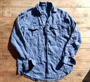 送料無料♪MAREA ERRE マレアエッレ リネンシャツ LINEN 麻 100% size M 香港製 USED カーディガン