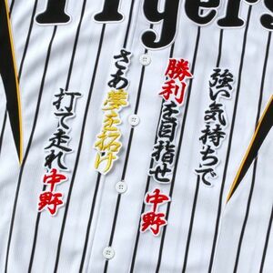 送料無料 中野 応援歌 行黒赤金/白 刺繍 ワッペン 阪神 タイガース 応援 ユニフォーム に