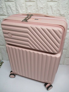 E574/未使用スーツケース ダイヤル式ロック Ｈ51×36×D23cm キャリーケース フロントオープンタイプ ピンク キャリーバッグ