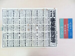 京鶴述 春亭主人慢述『三芝居役者競楽屋雑談内證噺 一名穴さがし』江戸時代和本（畳物一舗・元袋付）歌舞伎役者番付