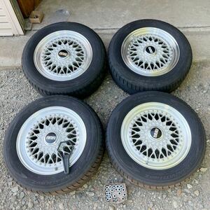 長野発 アルミ BBS RS137 16×7J+45 PCD114.3-5穴 4本 中古 付属有 旧車 クレスタ チェイサー マークⅡ クラウン タイヤ付205/60R16