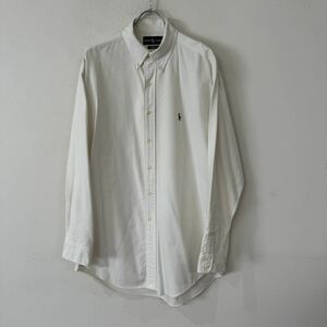 ビンテージ 　ラルフローレン　yarmouth コットン　ワンポイント　刺繍　長袖　シャツ　ホワイト　230930