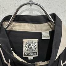 ビンテージ　WINNER’S 　レーヨン　ポリエステル　刺繍　スタンドカラー　デザイン　長袖　シャツ　231028_画像4