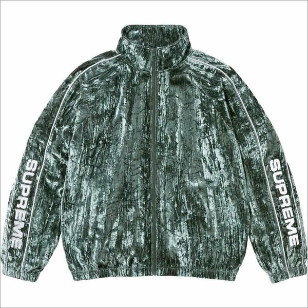 送料無料 M オリーブ Supreme Crushed Velvet Track Jacket Olive 23FW シュプリーム ベルベット トラック ジャケット ブルー 新品未使用