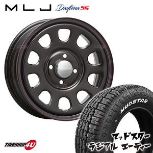 4本セット DAYTONA SS デイトナ 15x6.0J 4/100 +30 BK MUDSTAR radial A/T 175/65R15 ホワイトレター プロボックス サクシード