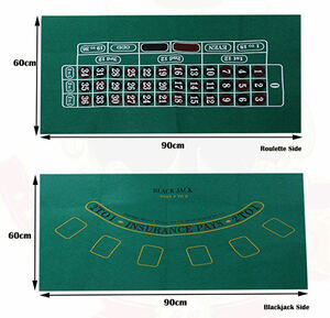 ※送料無料 本格的 ルーレット ブラックジャック リバーシブル レイアウト マット カジノ テーブルゲーム 厚手 マット パーティー ZA-411