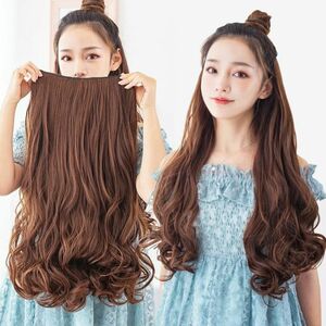  collar pair wig ek stereo half wig dark brown long 55cm collar pair Halloween school new goods easy installation Kawai i Event heat-resisting wool 